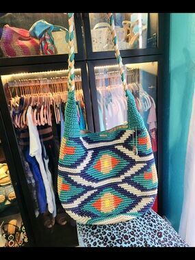 The Sak Multicolor Geometric Crochet Shoulder Bag "Back To Bali"